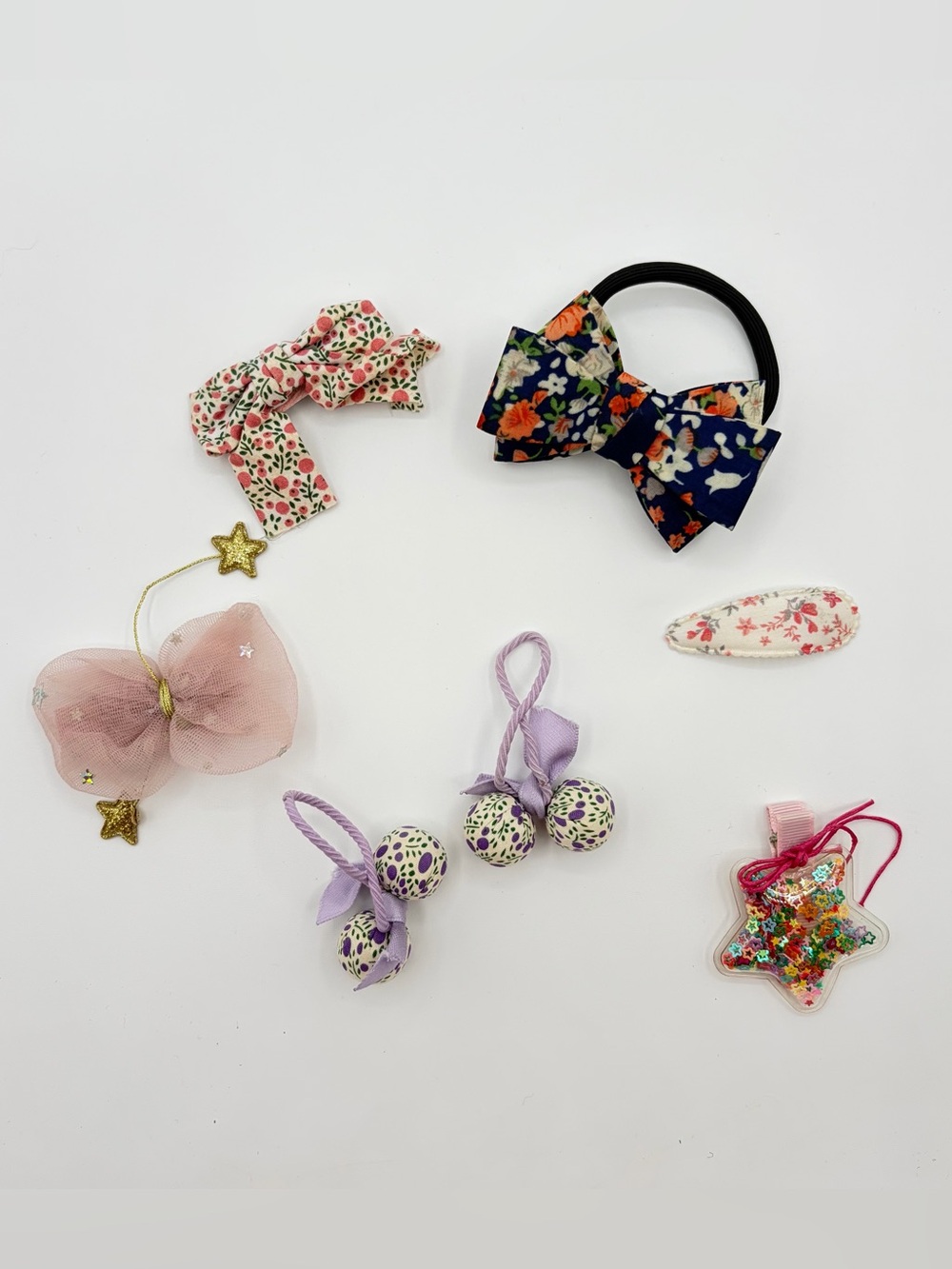 Assorted Floral Kids Hair Accessories Set - Pink, Navy, Lilac